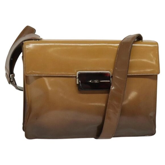 PRADA Shoulder Bag Enamel Beige Silver Auth - Picture 1 of 16